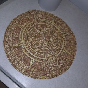 Aztec Calendar Wall Plaque - Brown and Gold